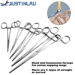 JUSTINLAU 12-20cm Hand Tool Hemostatic Forceps Fat Cotton Cupping Pliers Pet Hairpin Hair Removal Tool Curved/straight Tip