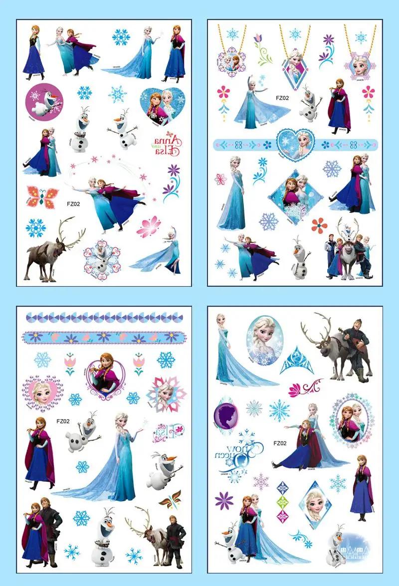 4 Teile/satz Disney Prinzessin Sofia Stich Tattoo Aufkleber Einhorn Gefrorene Autos Cartoon Tattoo Aufkleber Für Geburtstag Geschenk – Detail 4
