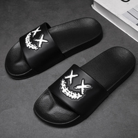 Summer Men's Personalized Fashionable Black Slippers Soft Sole Comfortable Versatile Flip Flops Casual Travel Beach Quick-Drying Sandals