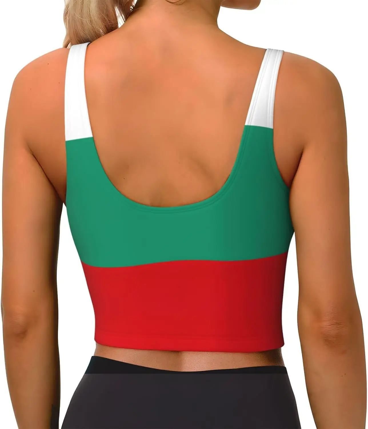 حمالة صدر رياضية نسائية مطبوعة بعلم العلم، حمالة صدر رياضية عالية التأثير ماصة للرطوبة للنساء أو رياضية للجري والمشي لمسافات طويلة