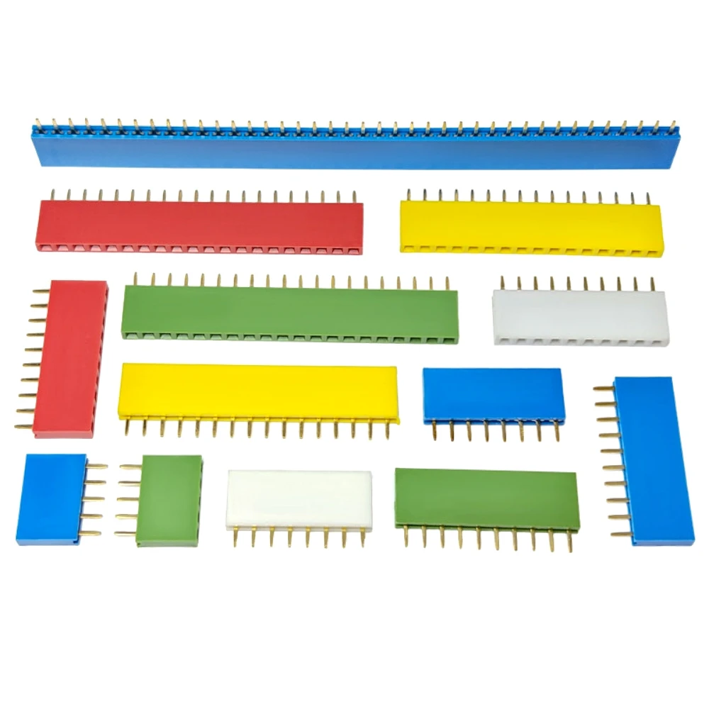 10pcs/lot Colorful Strip Pin Header 4P 6P 8P 10P 2.54mm Female Jack Single Row Connector Black White Red Yellow Green Blue