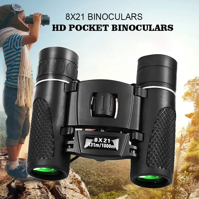 

8x21 HD Zoom Portable Powerful Binoculars Long Range Telescope Folding Low Light Night Vision Binoculars for Hunting Portable