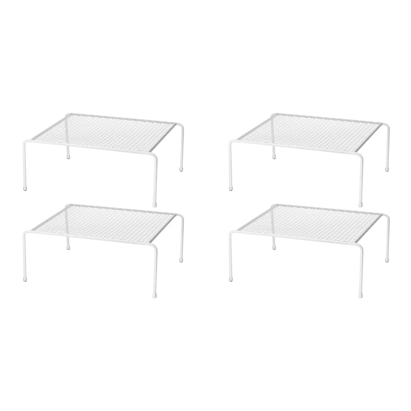 

4X Kitchen Cupboard Organiser Pack Metal Wire Storage Shelfs Insert Rack For Kitchen Countertop, Pantry, Cabinet, Fridge