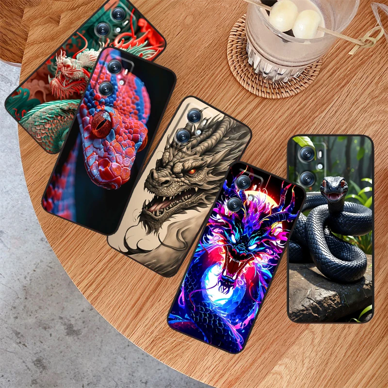 Snake Dragon Cool Design For OPPO Find X6 X5 X3 A54S A5 A94 A16 A53S A57 A74 A72 A98 A78 A96 A9 5G Black Funda Phone Case