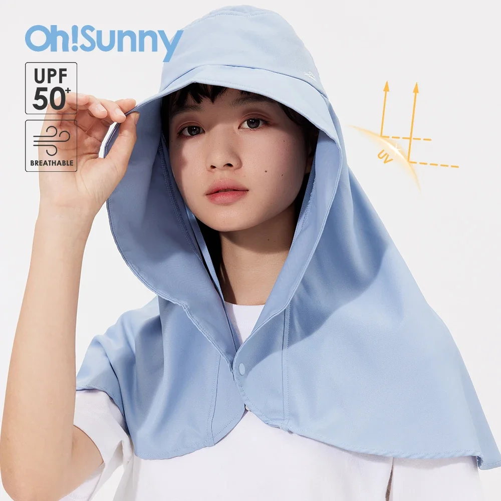 Ohsunny Outdoor Bucket Hat Women Neck Protection Sunscreen UPF1000+ Motorcycle Face Head Scarf Breathable Bonnets