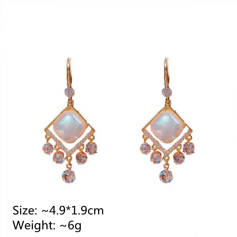 Fashion Geometric Crystal Drop Earrings Elegant Women's Rhombus Dangle Earrings Wedding Party Jewelry pendientes Accessories