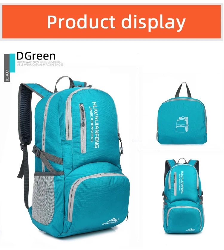 28l packbarer Rucksack faltbare ultraleichte Outdoor-Reisetasche großer zusammen klappbarer Rucksack Wander reise rucksack Bergsteiger-Tages rucksack Geringes Gewicht hohe Kapazität Wasserabweisendes Gewebe Top Punc – Detail 21