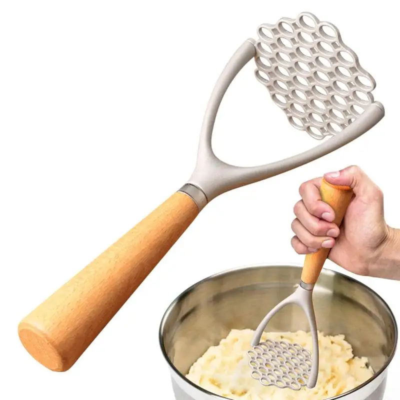 Potato Masher With Wood Handle Vegetable Fruit Manual Masher Crush Press Maker Cooking Tool Gadget Kitchen Accessories