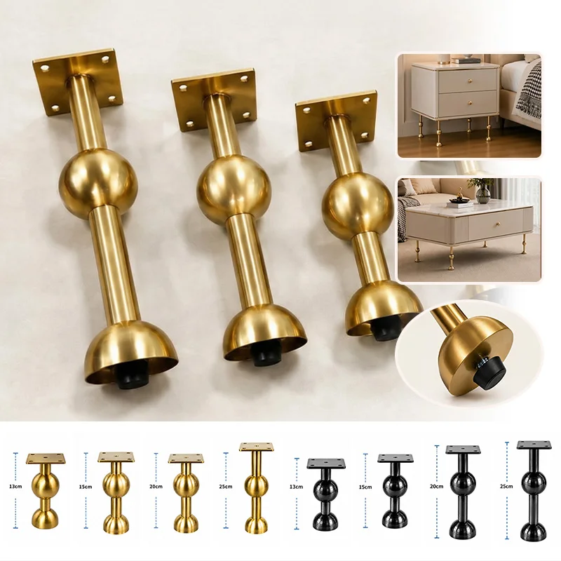 4Pcs/Set Heavy‑Duty Ball‑Shaped Stainless Steel Furniture Support Feet Durable Replacement Legs For Sofa TV Stand Table Cabinet