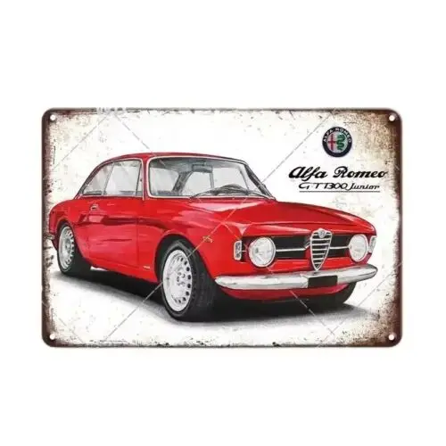 Romeo GT 1300 Junior Tin Sign Vintage Car Wall Art Classic Auto Decor