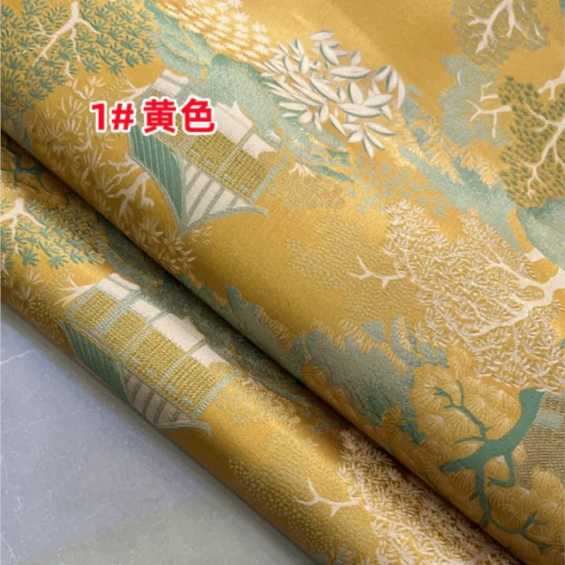 Baju sutra 3d Jacquard Luo Hangjin kain tanaman celup murbei baju gaun gaya nasional