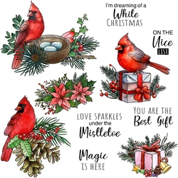 Mangocraft Cute Christmas Birds And Leaves Clear Stamps Xmas DIY Scrapbooking Supplies Silicone Stamp For Cards Albums Decor