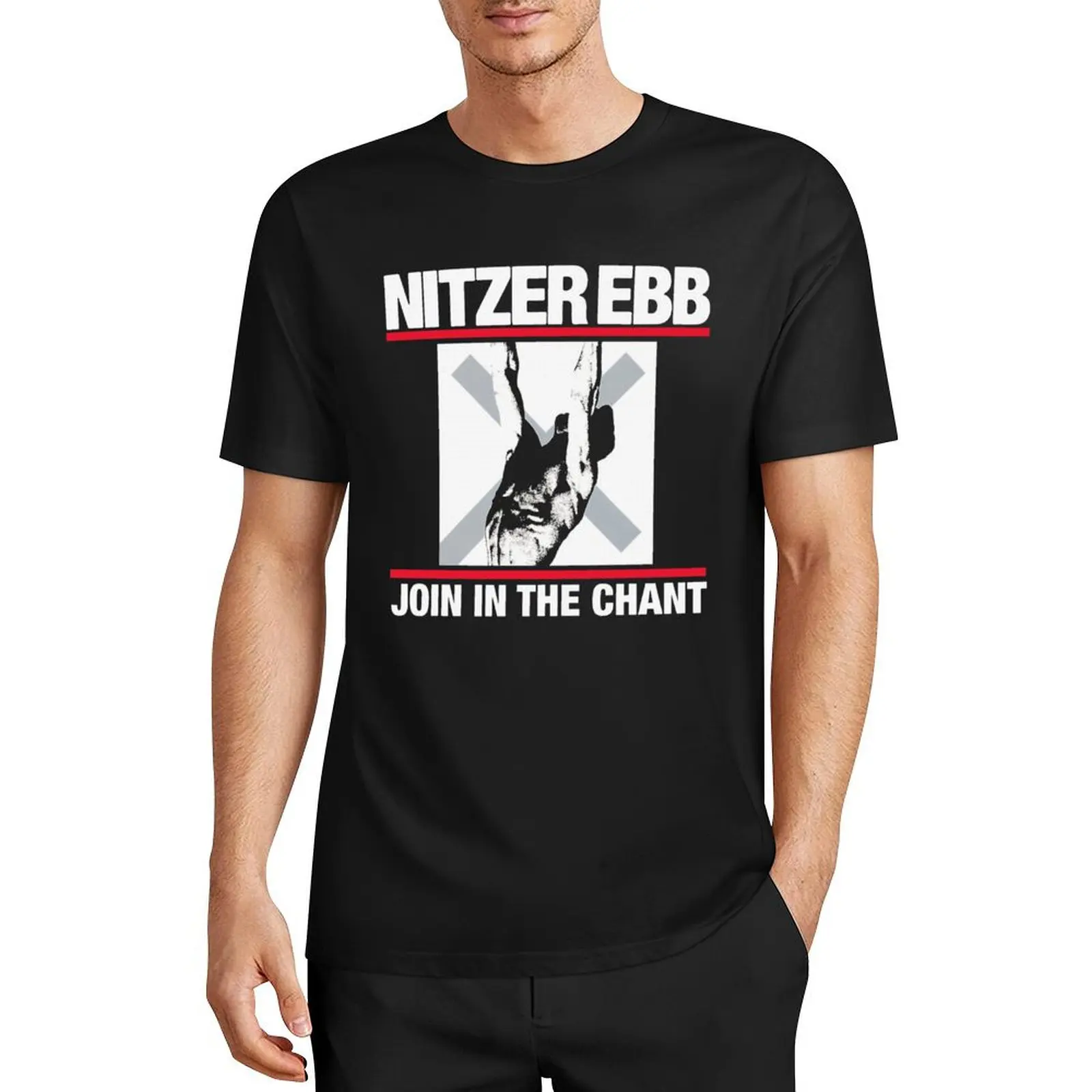 Nitzer Ebb Join In The Chant 9 Teet Black Fashion ees Cool Boys s black T-Shirt Aesthetic clothing mens graphic t-shirts pack