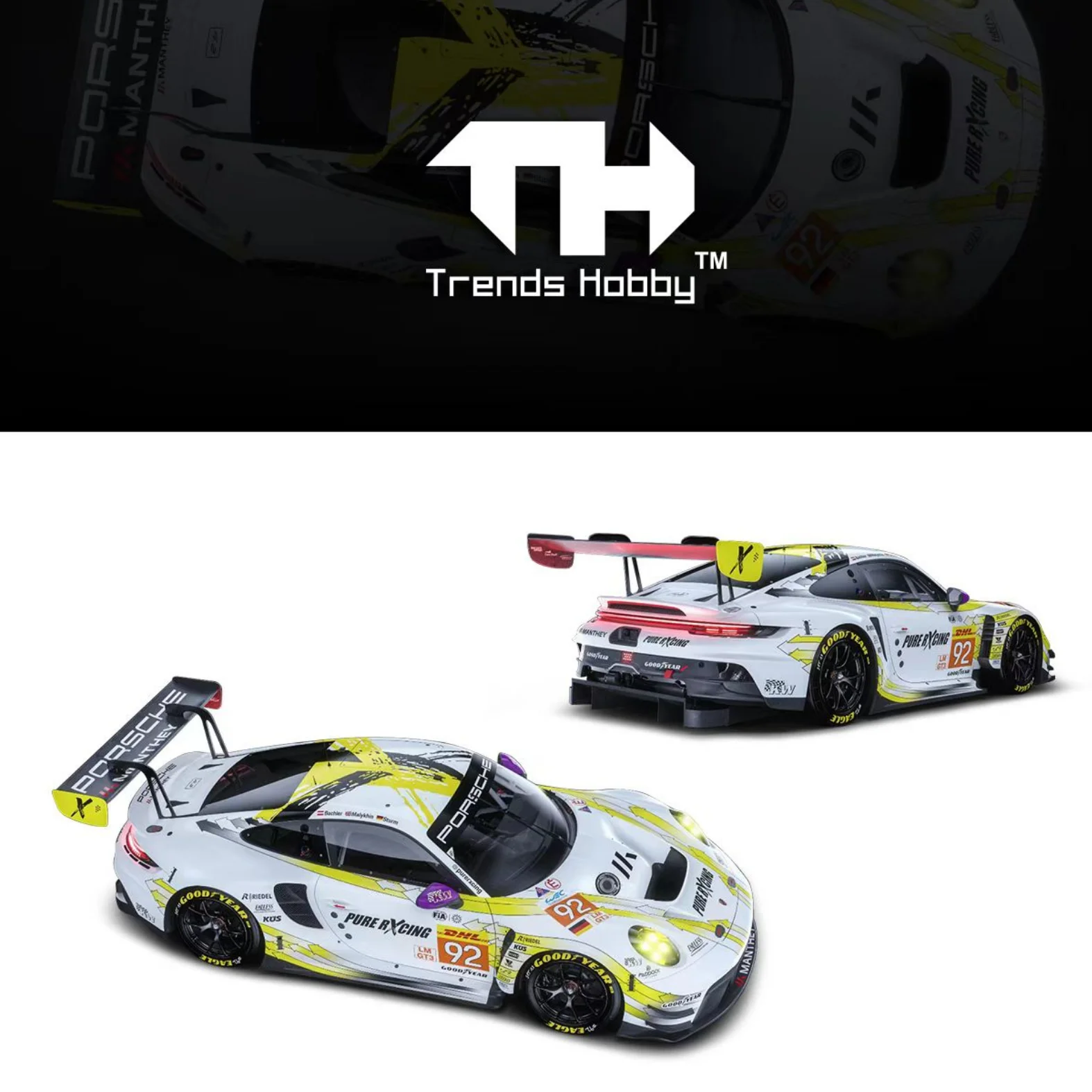 Pre-Sale 1:64 TH Porsche 911 GT3 R Le Mans 24H 2024 #91 #92 Alloy Diecast Model view 5