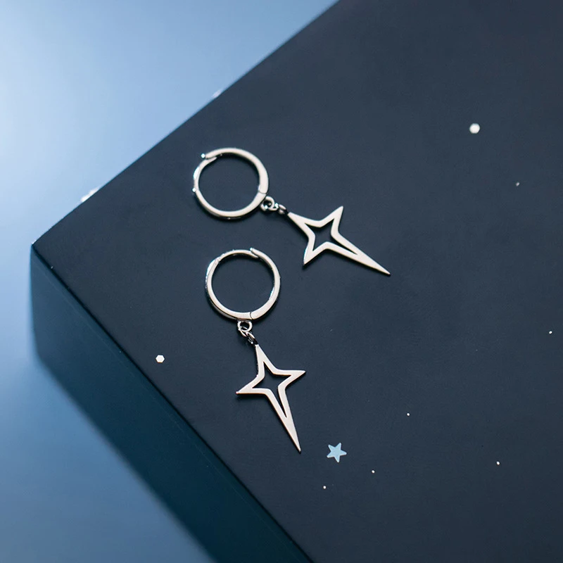 Modian Real 925 Sterling Silver Simple Stars Fashion Dangle Earrings For Women Fine Jewelry Star Pendant Party Drop Earrings