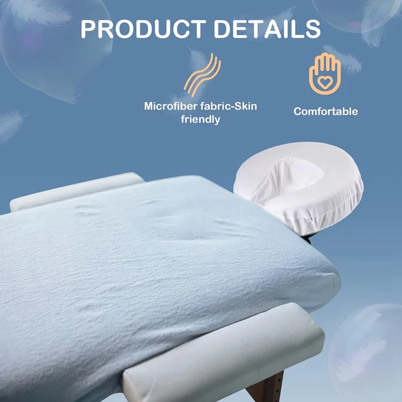 마사지 테이블용 A74E-12Pcs 얼굴 크래들 커버, 재사용 가능, 마사지 테이블 레스트 커버, 오일 프루프 헤드레스트 크래들 시트