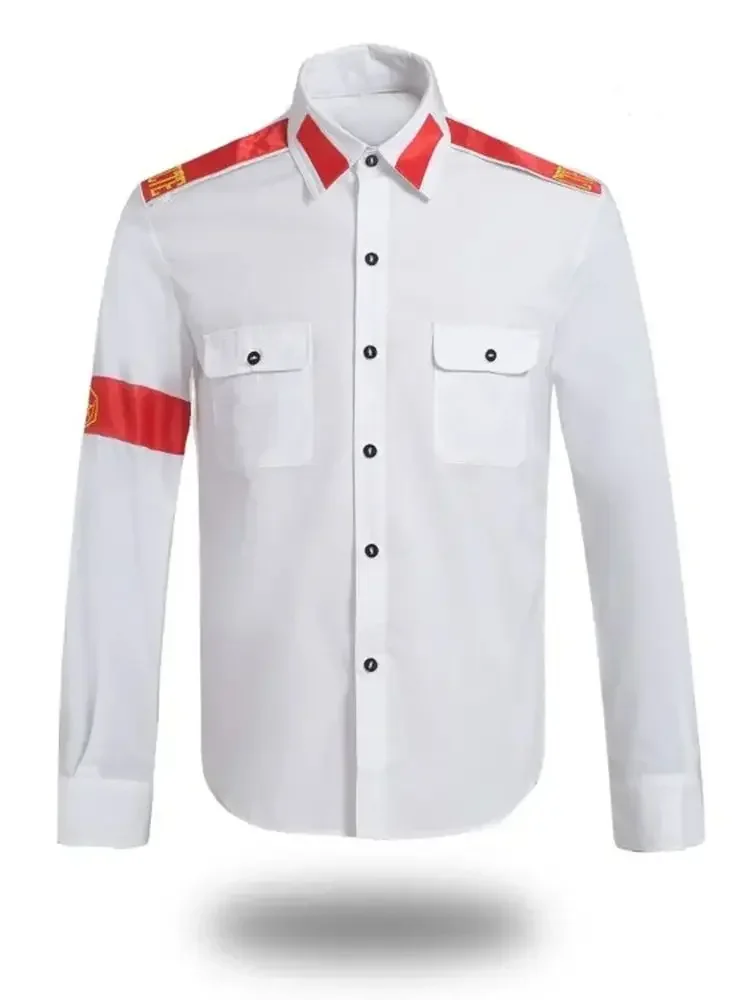 Impersonator Michael Jackson Costumes shirt Stuff Man In Mirror Anti-war Embroidery Stitchwork White CTE Casual