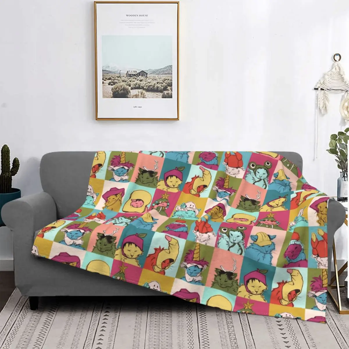 Pot Roast Hats Birds Blankets Flannel Print Multifunction Warm Throw Blankets for Home Outdoor Bedspread