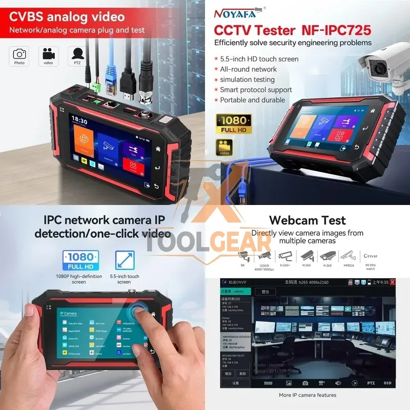 2026hotsale* IP Tester 8K IPC PoE Tester 5.5 Inch Touch Screen CCTV Tester with WiFi NF-IPC725