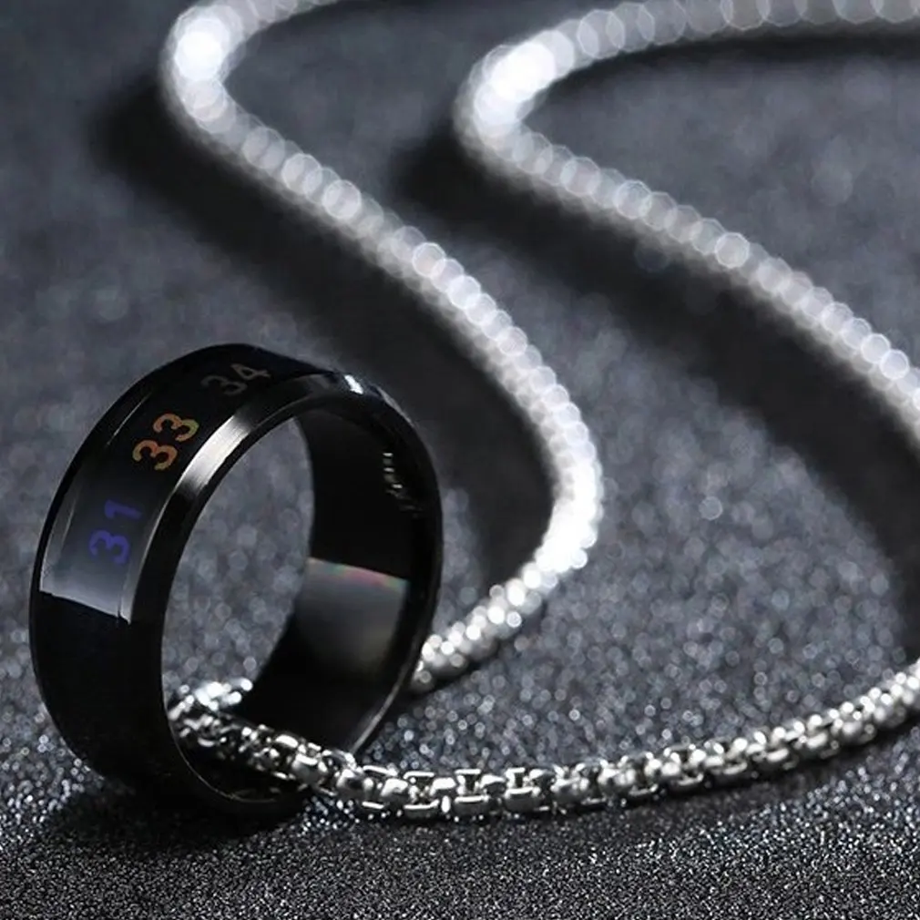 Temperature Ring Titanium Steel Mood Emotion Feeling Intelligent Temperature Sensitive Rings for Women Men No. 12