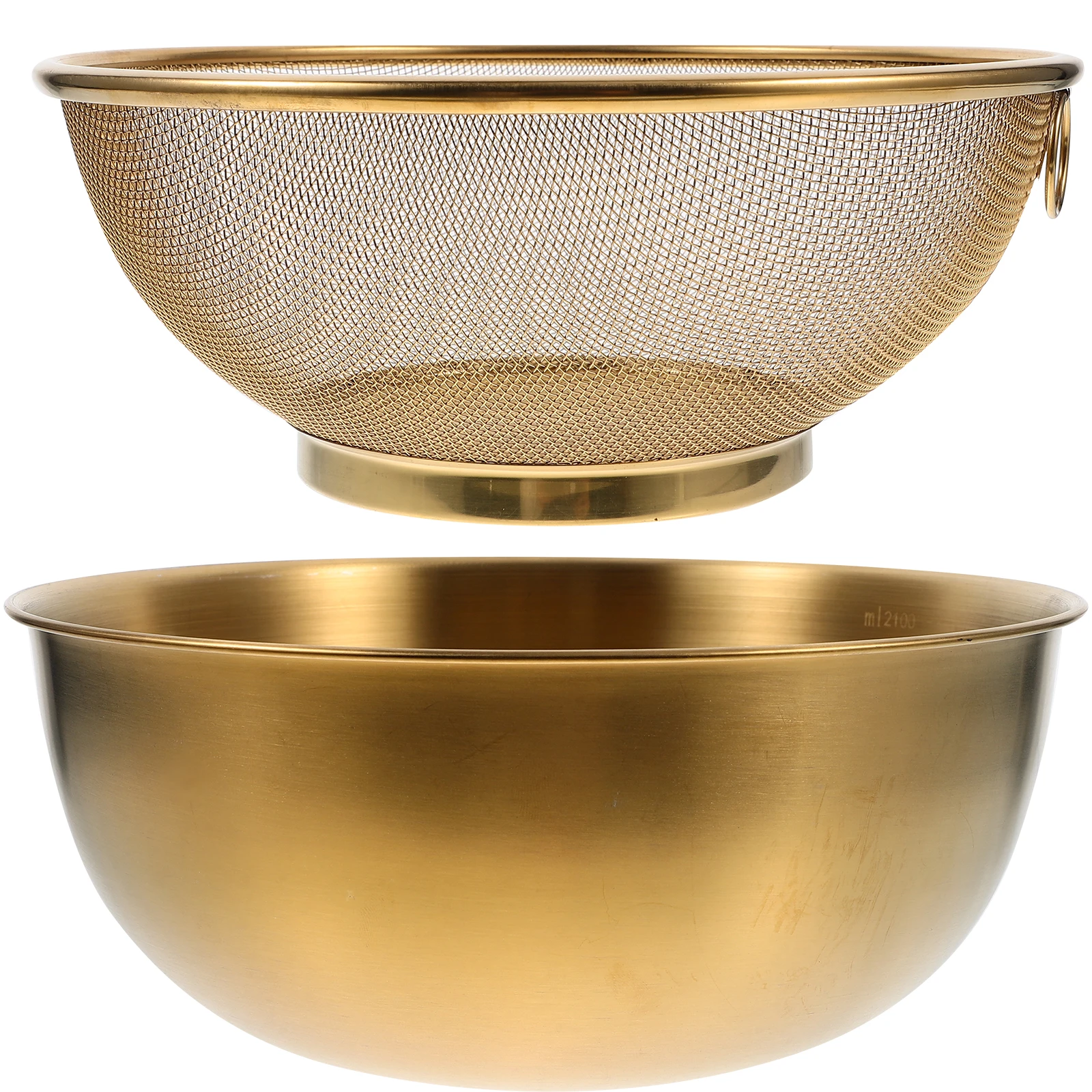 

1 set Stainless Steel Colander Mesh Strainer Basket Drainer Fine Rice Washing Bowl Food Sieve Sifter Drainage Function
