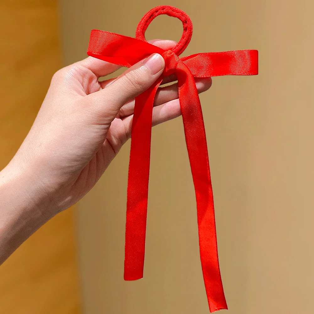 ربطات شعر بشريط على شكل فيونكة حمراء مكونة من قطعتين - إكسسوارات شعر بناتي، لطيفة جدًا للارتداء اليومي والهدايا، أربطة شعر مرنة #3