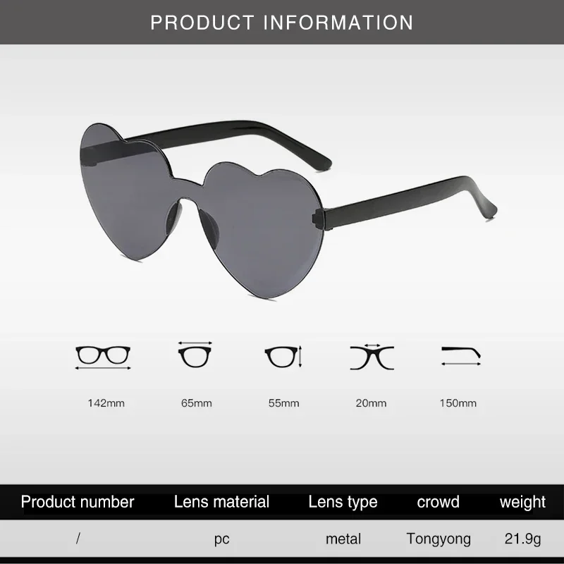 Love Heart Frame Sunglasses for Man Women Boy Girl Brand Designer New Fashion Cute Retro Sun Glasses Travel Party Eyewear