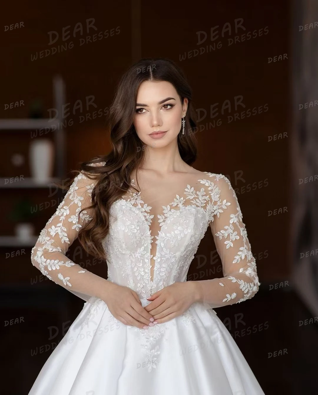 Simple Wedding Dresses 2024 Sweetheart Sexy Appliques Illusion Long Sleeve Women's Elegant Satin Bridal Gowns Vestidos De Novia