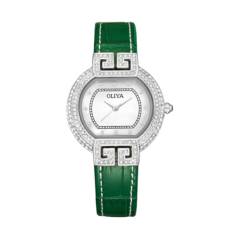 Relojes elegantes de circón para mujer, reloj de cuarzo decorativo de cuero, resistente al agua, estrella de la suerte, a la moda