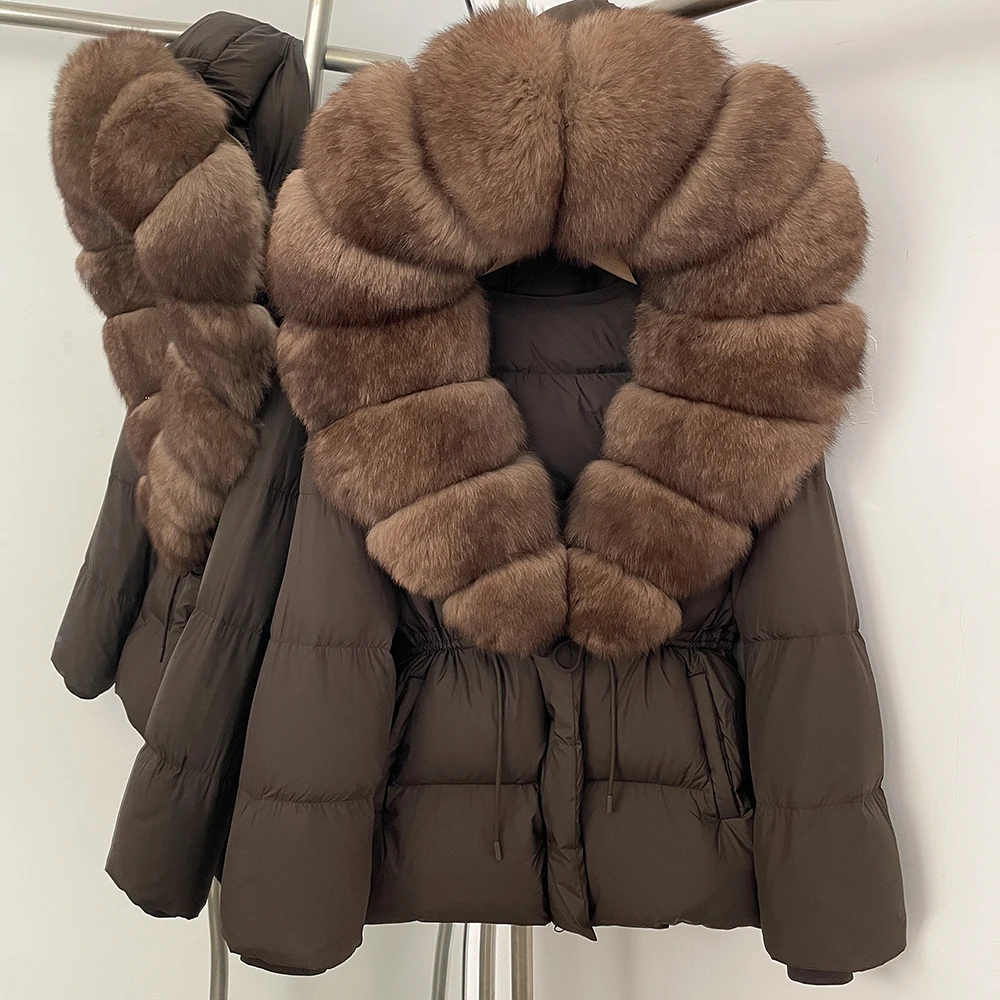 Fuchs Pelzmantel Natürliche Waschbären Pelz Realität Pelz Jacke Mit Kapuze Weibliche Winter Warme Echtpelz Kragen Ente Unten Mantel Frauen Puffer Jacke