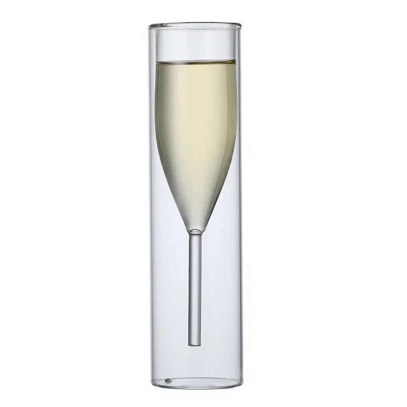 Double Wall Glass Champagne Champagne Flutes Stemless Wine Glass Goblet Bubble Wine Tulip Glassware Cocktail Wedding Party Cup