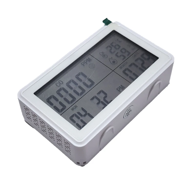 N15R-Tuya Wifi Smart Desktop Clock With Alarm Calendar Thermometer Hygrometer CO Detector LCD Display For Alexa And Google