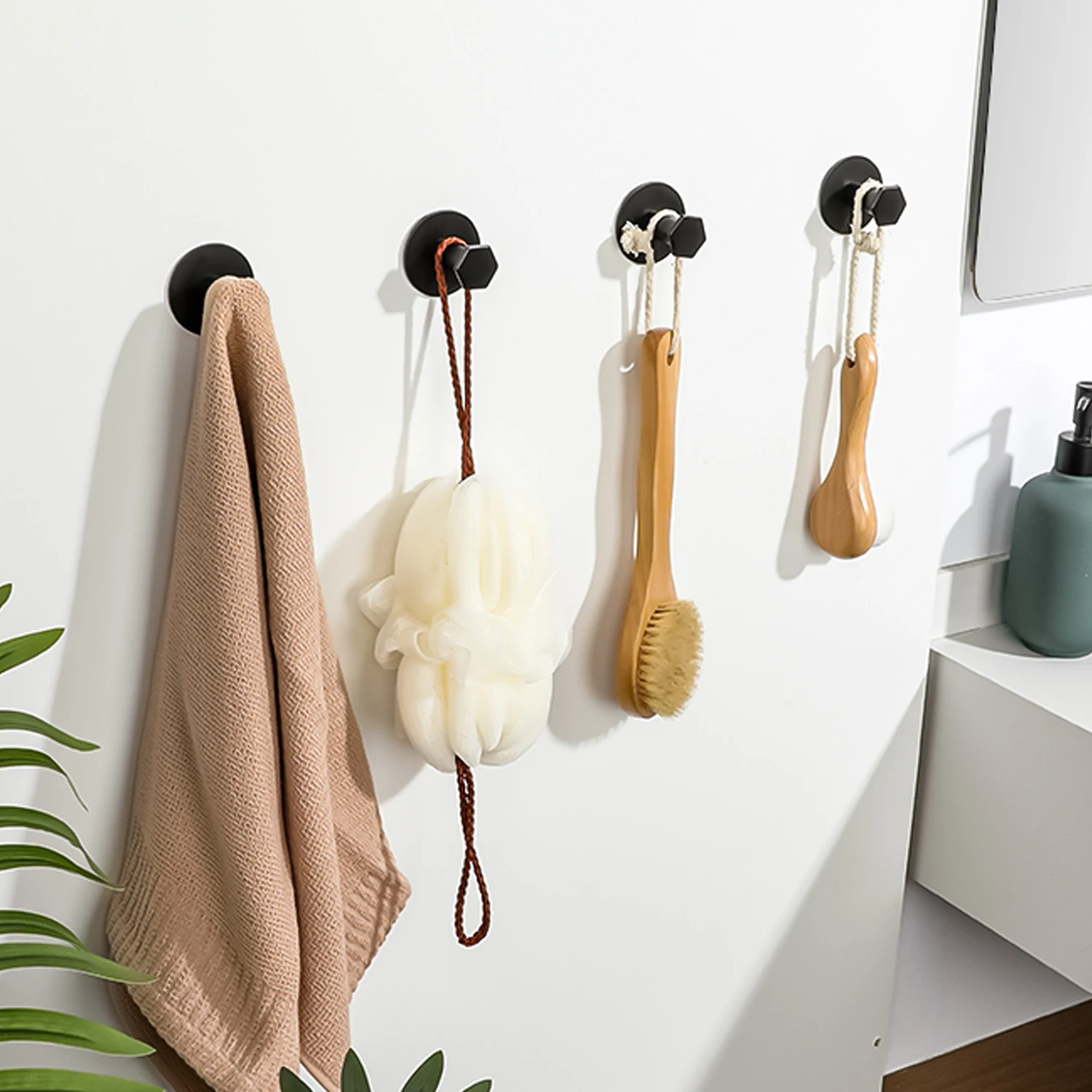 1-4pcs Strong Adhesive Wall Hook Sticker Hanging Coat Rack Clothes Hanger Shower Robe Hook Kitchen Bathroom Towel Hooks Holder