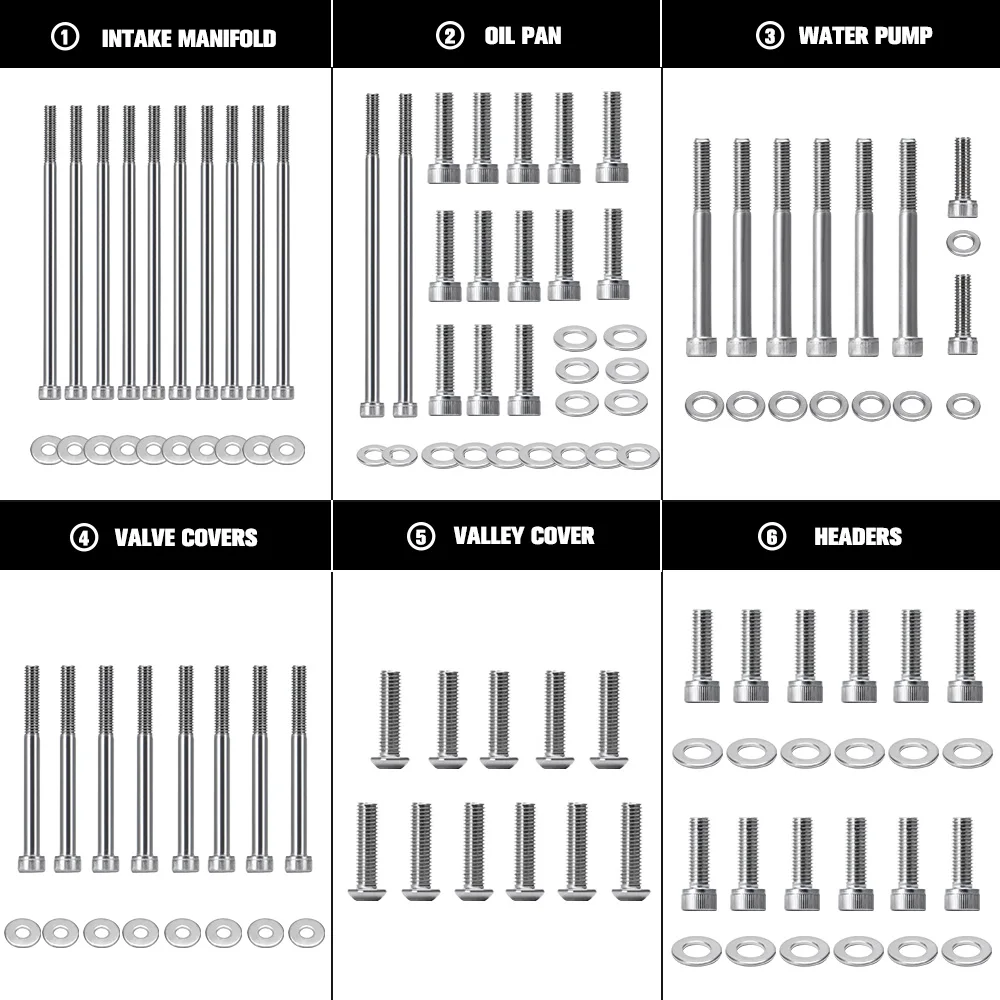 For LS1 LS6 Stainless Steel Engine Bolt Kit Bolts Gaskets Fasteners Kit For 98-02 Camaro Firebird 04 GTO Intake Manifold Bolts