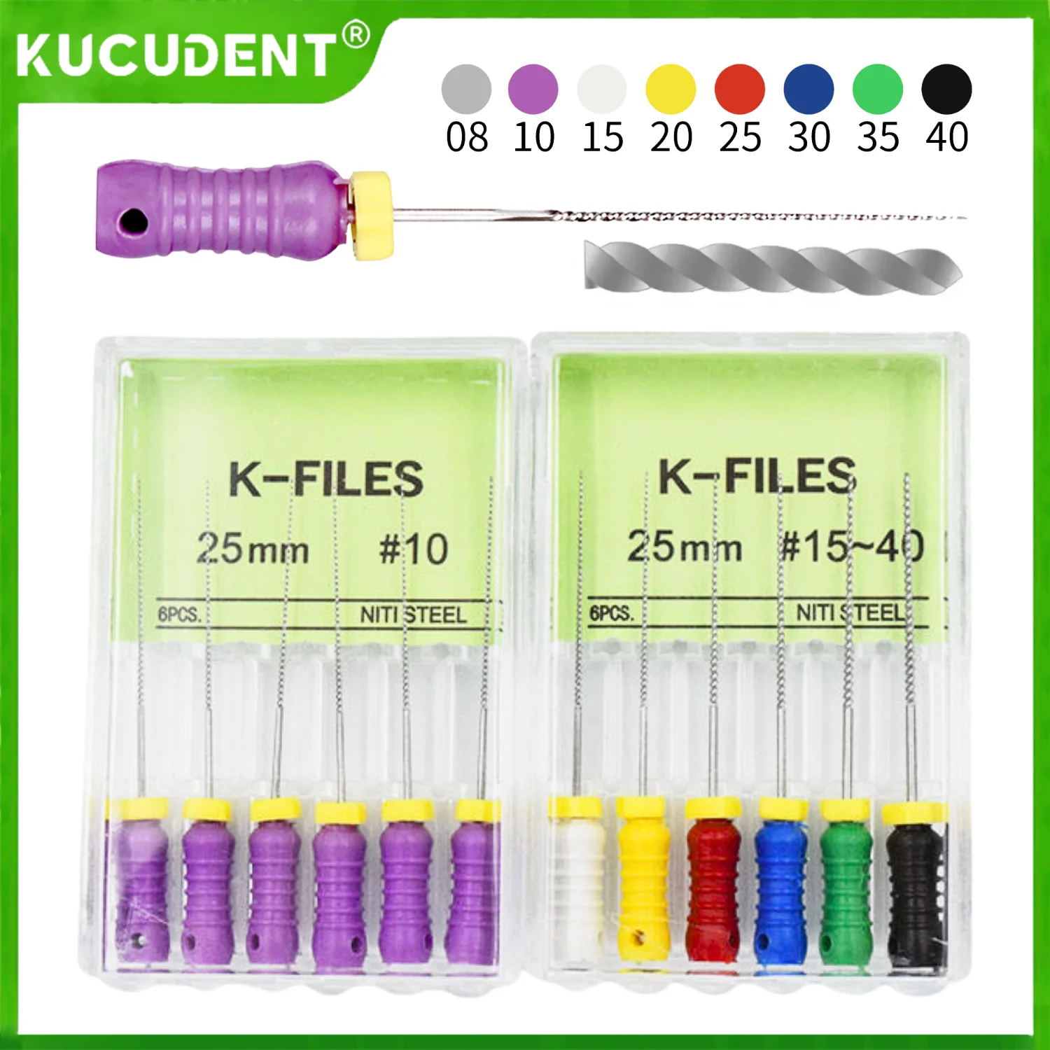 

6Pcs/Pack Optional Dental Hand Use Root Canal Files - K Type 21/25/31mm Stainless Steel Endodontic Instruments for Dentist
