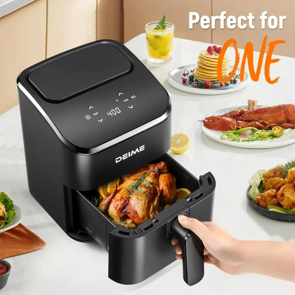 Friggitrice ad aria 3 Qt, piccola Airfryer digitale salvaspazio compatta, cuocere al forno, riscaldamento, arrosti per pasti facili e veloci, mini compatta e silenziosa