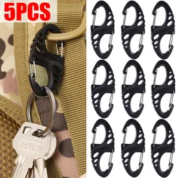 1/5PCS Portable Mini S-Type Carabiner Climbing Safety Hook Dual Buckle Plastic Steel Sport Outdoor Multifunction Accessories