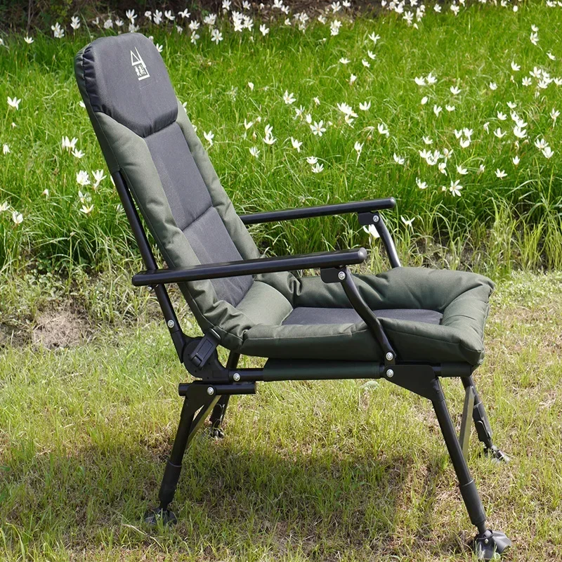 Lightweight Chair Folding Hiking Fishing Leisure Beach Camping Patio Furniture Convenient Armchairs with Backrest Foot Rest