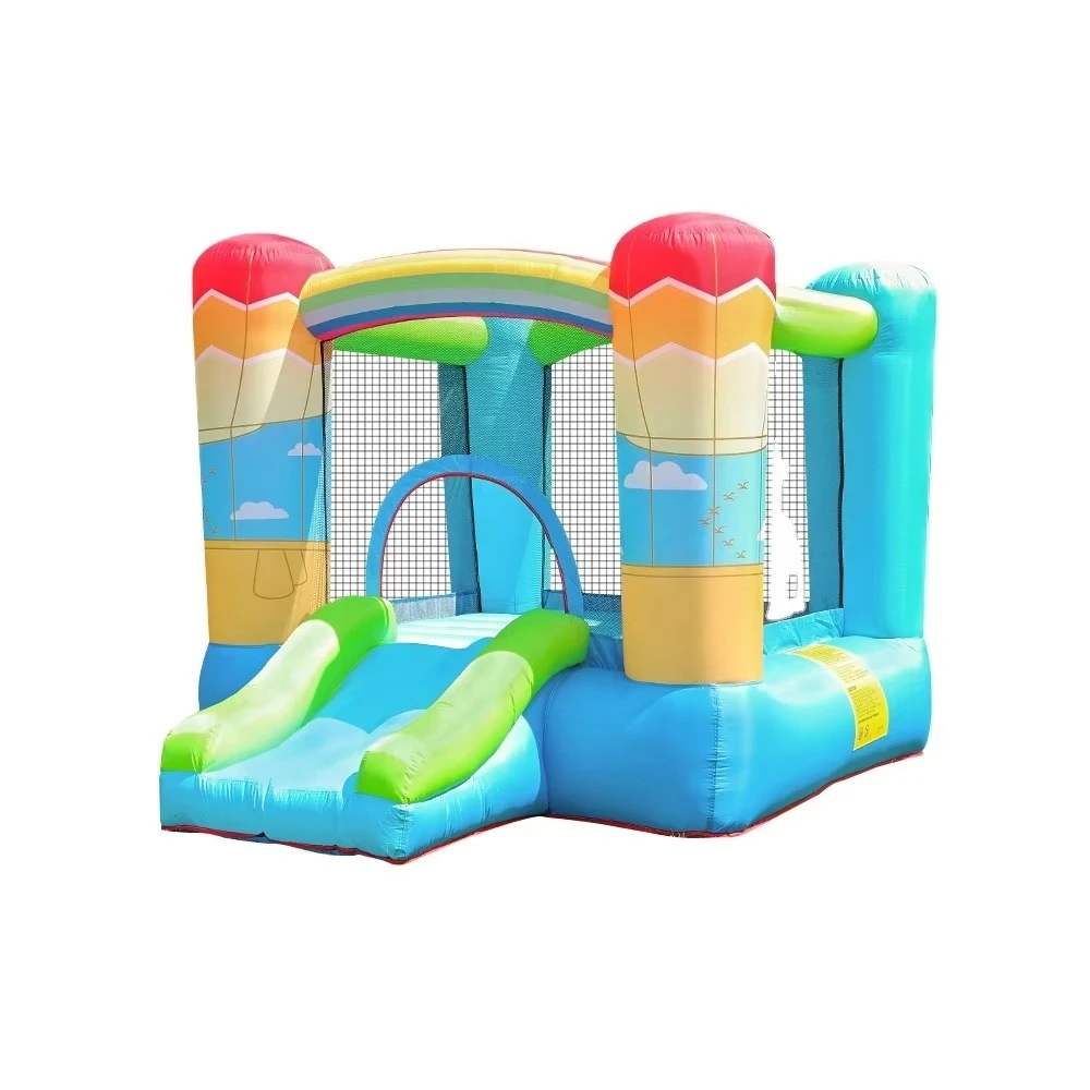 Colorful Rainbow Nylon Inflatable Jump Castle Water Bounce House with Slide Children's Bouncy Castle