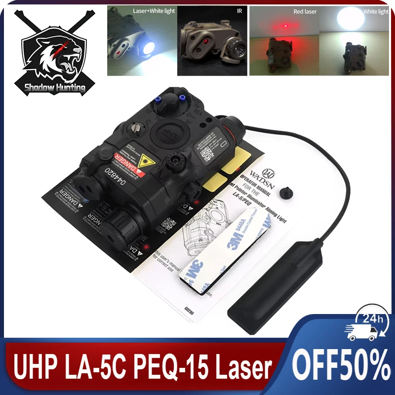 

WADSN Tactical PEQ-15 Red Dot IR Laser Sight Airsoft PEQ LA-5C UHP Laser Hunting Weapon Flashlight Armas PEQ15 White Scout Lamp