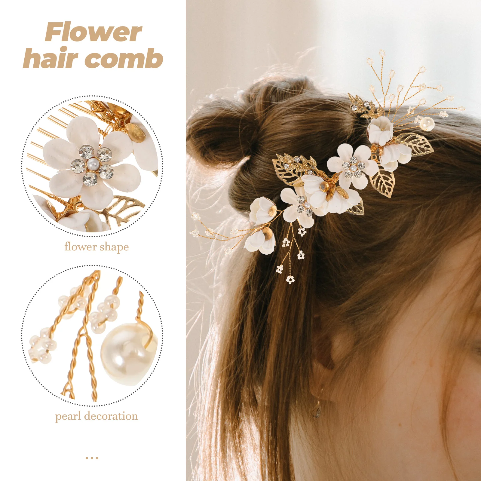 4 Pcs Anniversary Hair Accessories Bride Comb Bridal for Blossom Jewelry White Set