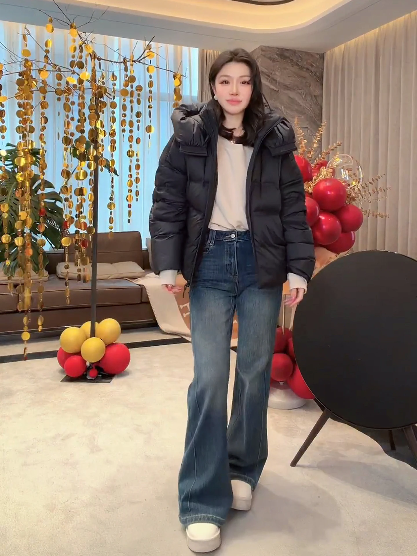 

Теплая женская куртка-пуховик MEHOMEYANG из гусиного пуха, свободного кроя, для повседневной носки, модель Cold Valley Puffa No Anti-Down Coat