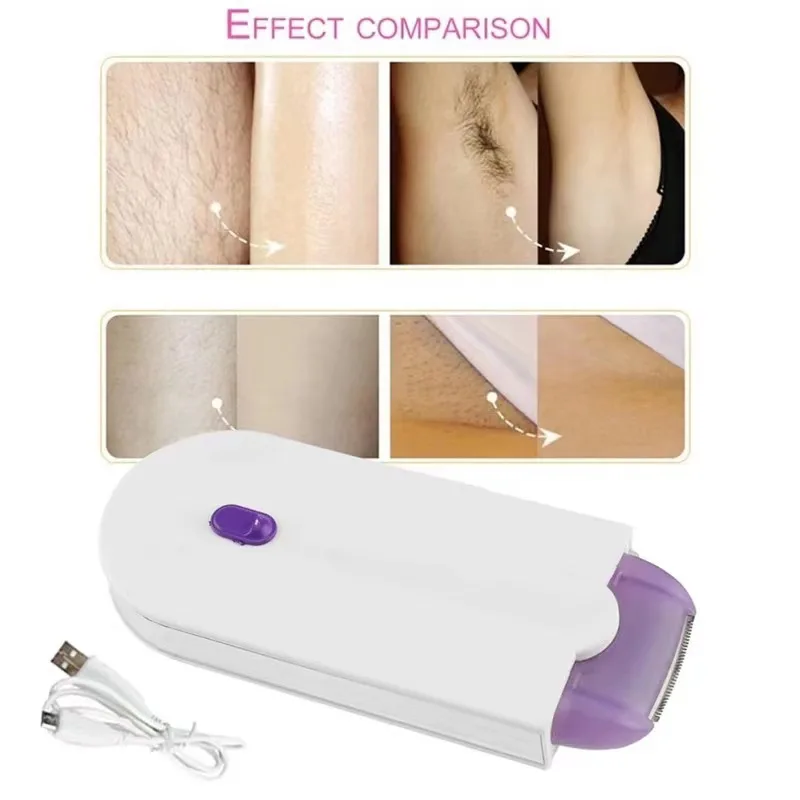 2in1 Laser Painless Hair Removal Kit USB Rechargeable Women Body Face Leg Bikini Hand Shaver Hair Remover Touch Epilator