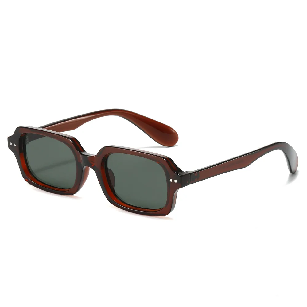 

Fashion Small Rectangle Men Sunglasses Retro Rivets Shades UV400 Women Jelly Color Gradient Sun Glasses