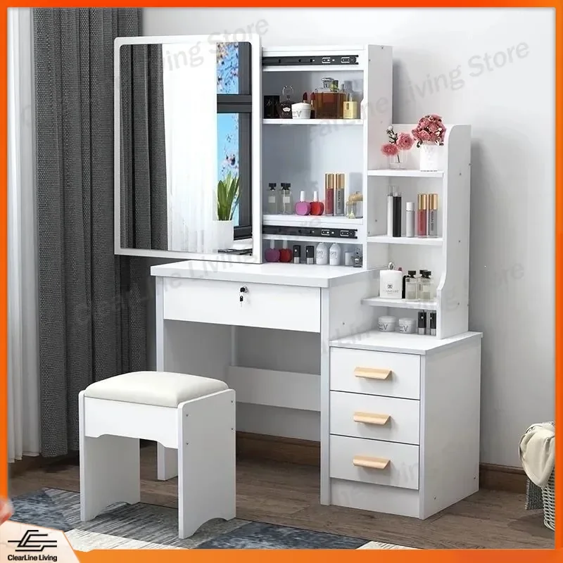 

Mini Makeup Table Small Dresser for Bedroom Modern Simple Multifunctional Vanity Table with Storage Cosmetic Organizer Desk