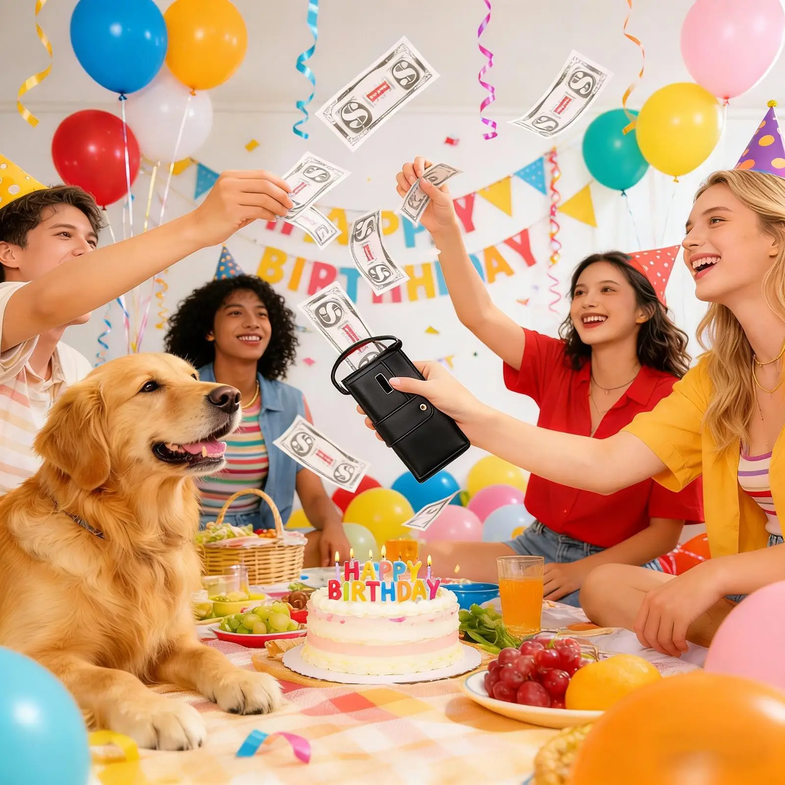 Borsa spray per soldi Spruzzatore di denaro divertente realistico a batteria per scherzi Divertimento per donne Uomini Adulti Colleghi Festa in famiglia