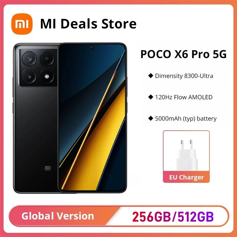 Global Version POCO X6 Pro 5G 1.5K AMOLED Display MTK Dimensity 8300-Ultra 64MP Camera 67W Turbo Charging Mobile Phone