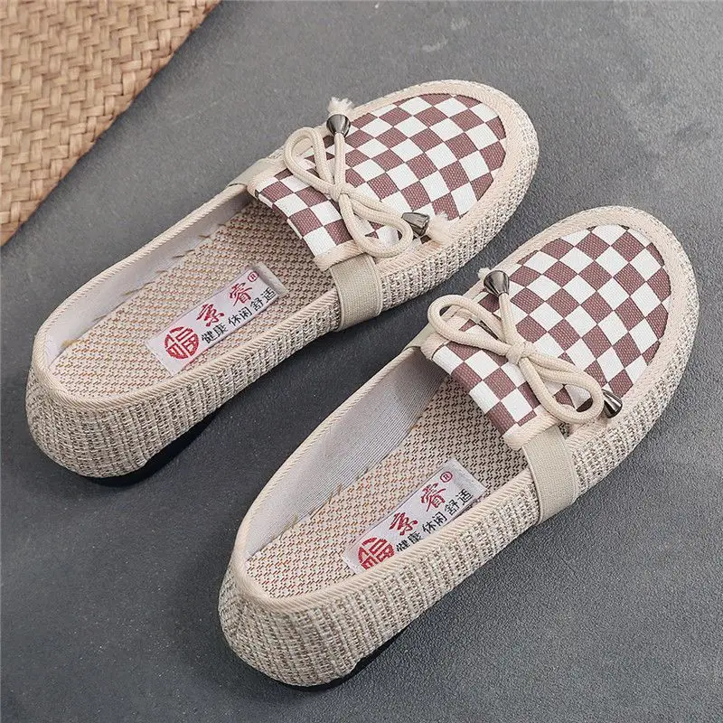 Płaskie płócienne obuwie damskie dla kobiet Loafers Slip On Chic Point Hot And Low Price Urban Cotton Y2k Fashion Casual Offer 39