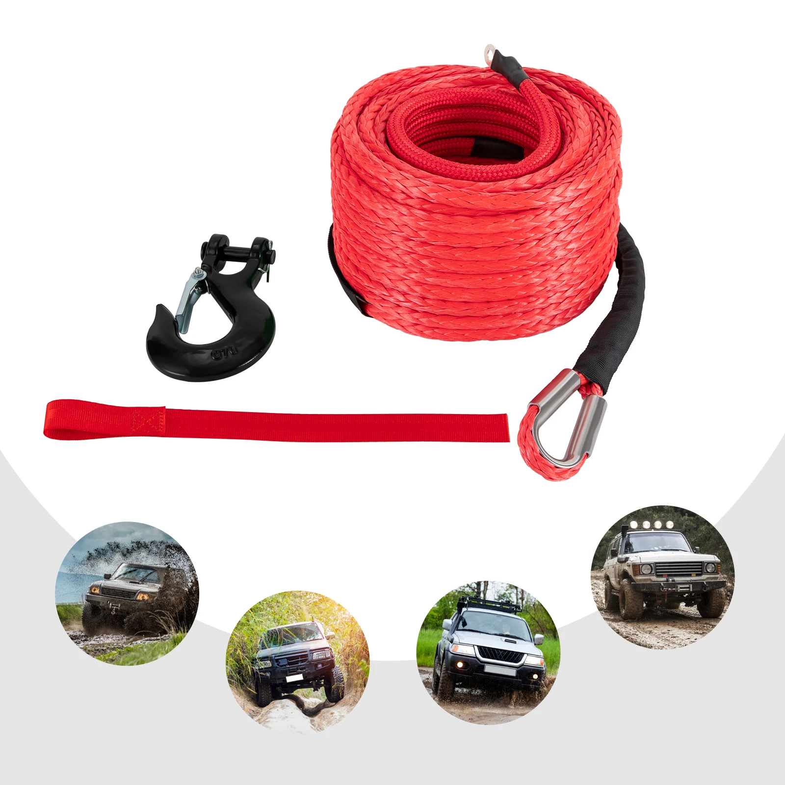 Similar Items  Feedback on our suggestions | See all   1/2x92ft Synthetic Winch Rope w/ Hook 31500LBS Car Tow Recovery Cable Tow