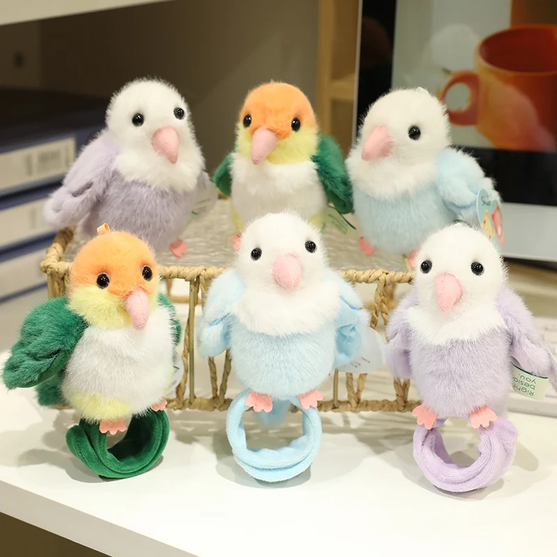 Adorable Parrot  Clap Circle Toy Fluffy Key Chain Keyring Accessory for Backpacks,Birthday and Holiday Gift for Kids or Friends